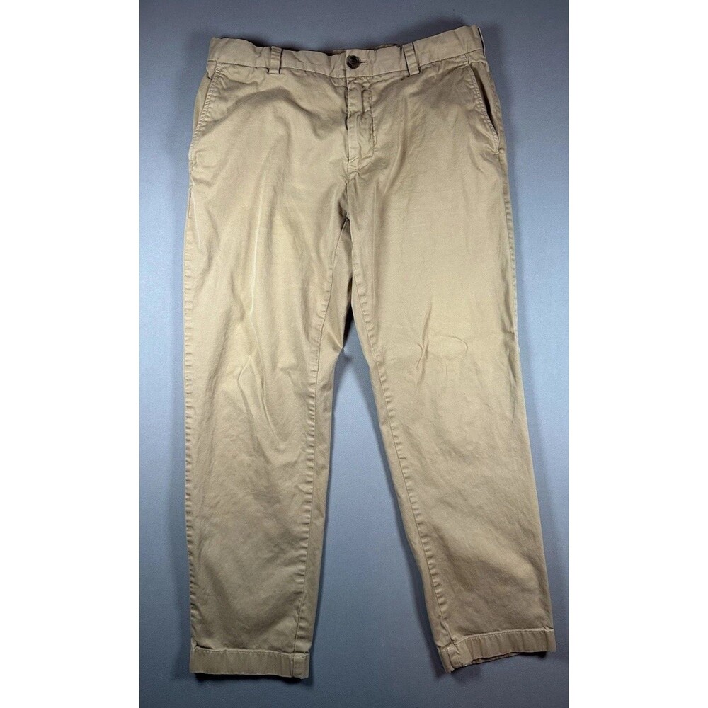 Brooks Brothers Red Fleece Mens Chino Pants W34 Tan Khaki Cotton Stretch Preppy